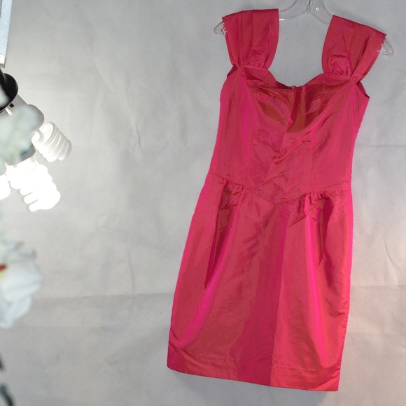 Pink Taffeta type Shift Dress SZ S - Picture 1 of 7